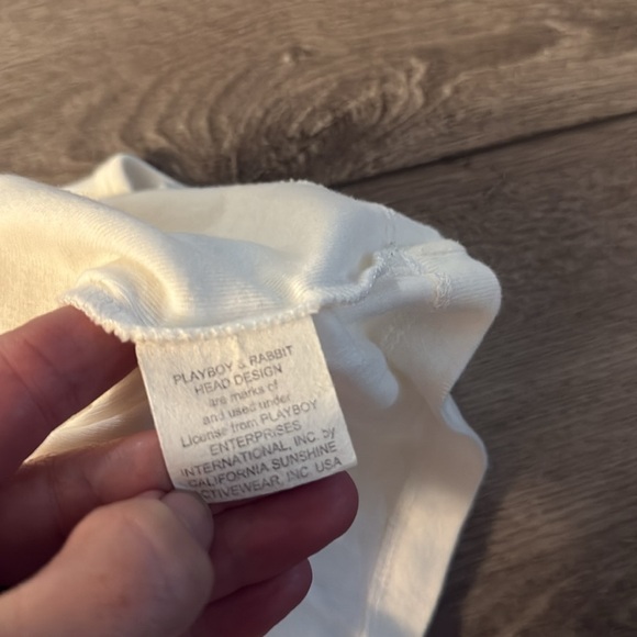 Y2k original Playboy White Tee with Pink Bunny Logo baby tee - Picture 4 of 5